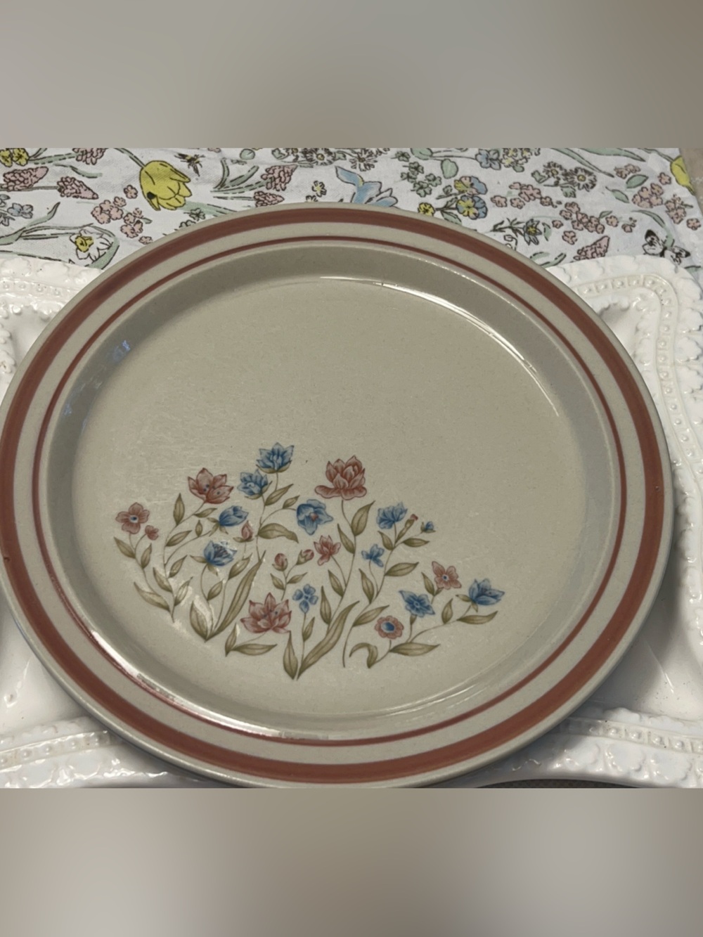 Vintage Newcor Good Earth Pattern Stoneware Dinner Plates Set of 2